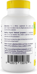 Healthy Origins Lycopene label detail highlighting non-GMO and gluten-free features.