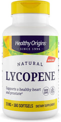 Healthy Origins Lycopene softgels in bottle for daily antioxidant support.