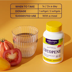 Healthy Origins Lycopene tomato carotenoids illustration highlighting rich antioxidant profile.