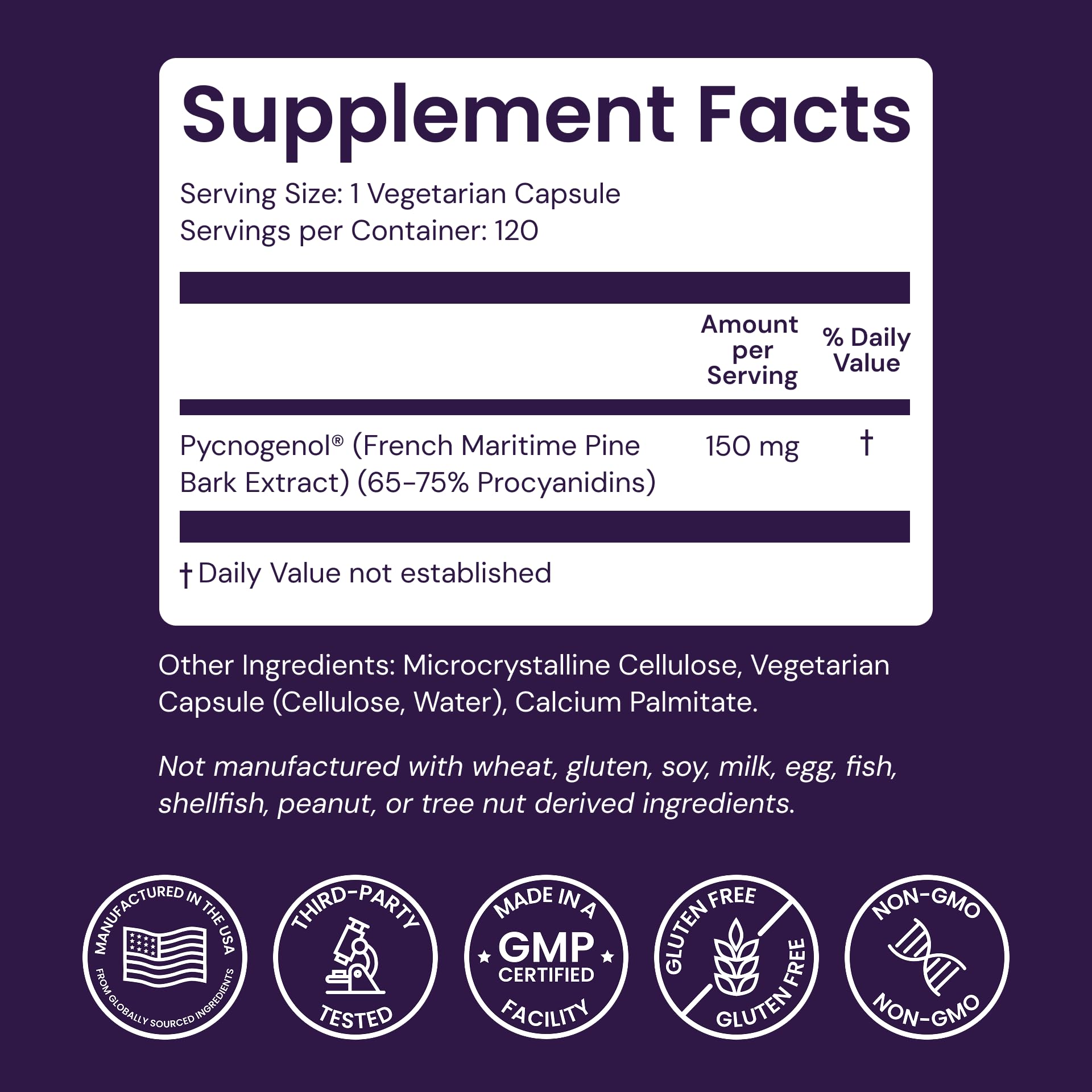 Healthy Origins pine bark capsules image demonstrates convenient daily capsules.