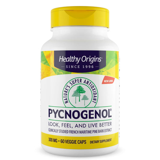 Healthy Origins Pycnogenol 100 mg bottle front may support cardiovascular wellness