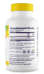 Healthy Origins Pycnogenol label close-up showing non GMO vegan formula.