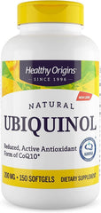 Healthy Origins Ubiquinol 200 mg bottle showing packaging for convenient daily use