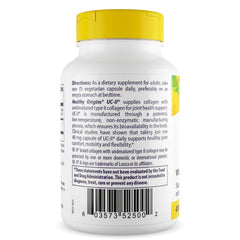 Healthy Origins UC-II 40 mg bottle back label with ingredients note