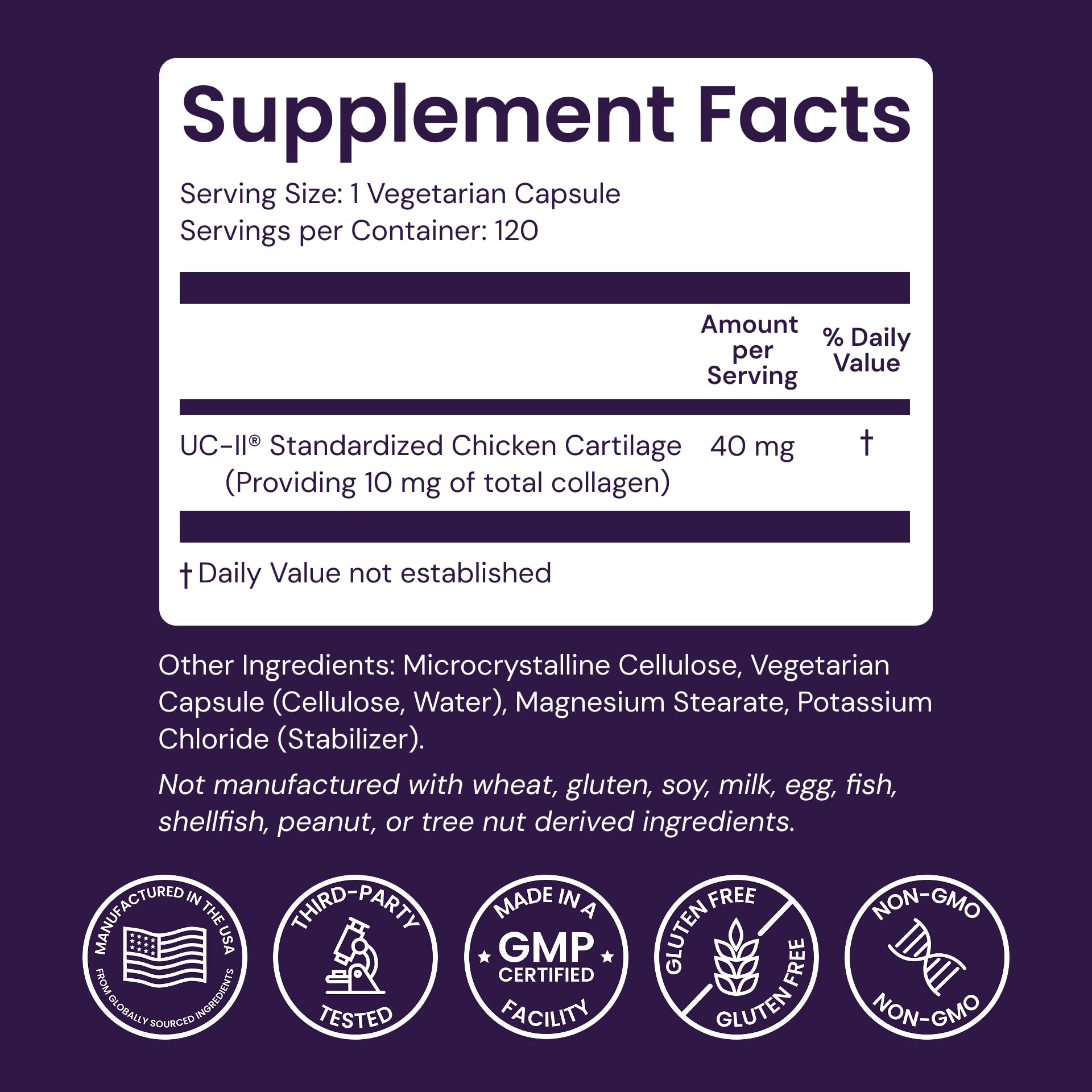 Healthy Origins UC-II 40 mg capsules close-up showing veggie caps