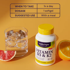 Healthy Origins Vitamin D3 + K2 non-GMO icon on bottle