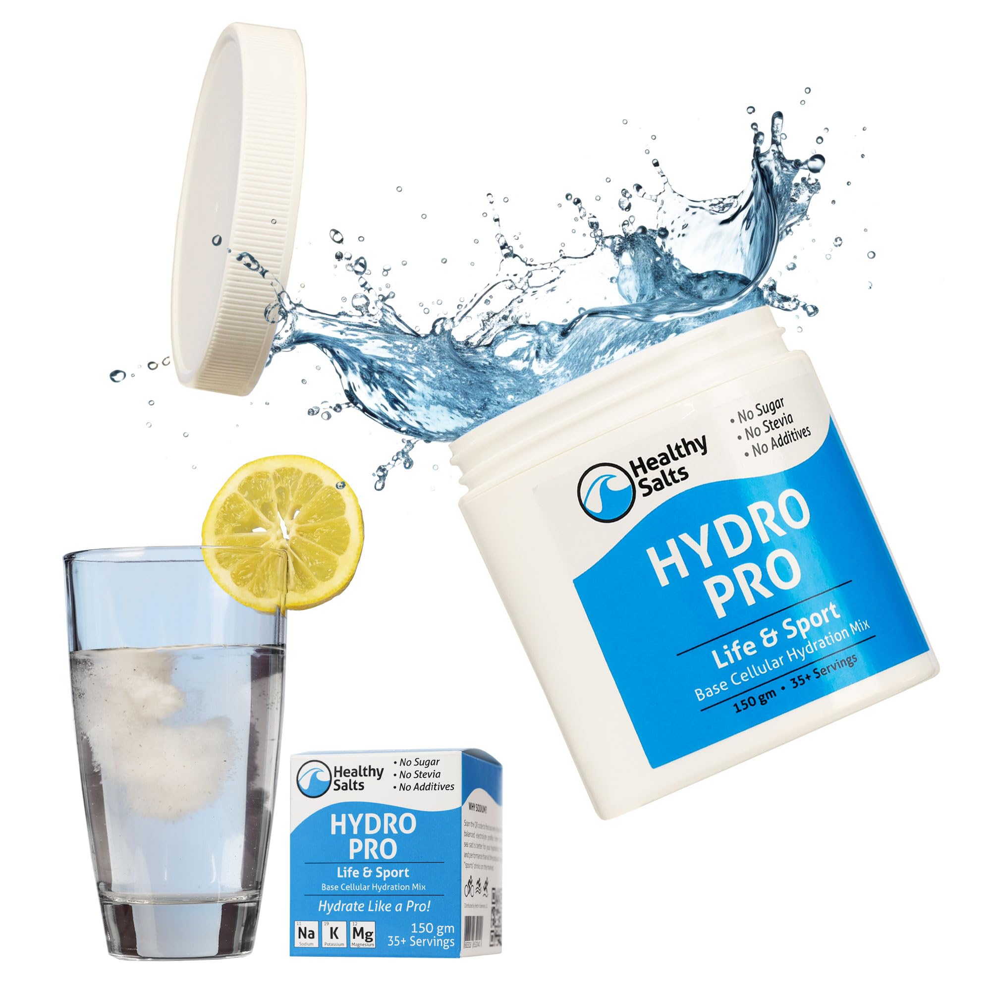 Healthy Salts HYDROPRO tub front view ready for daily hydration