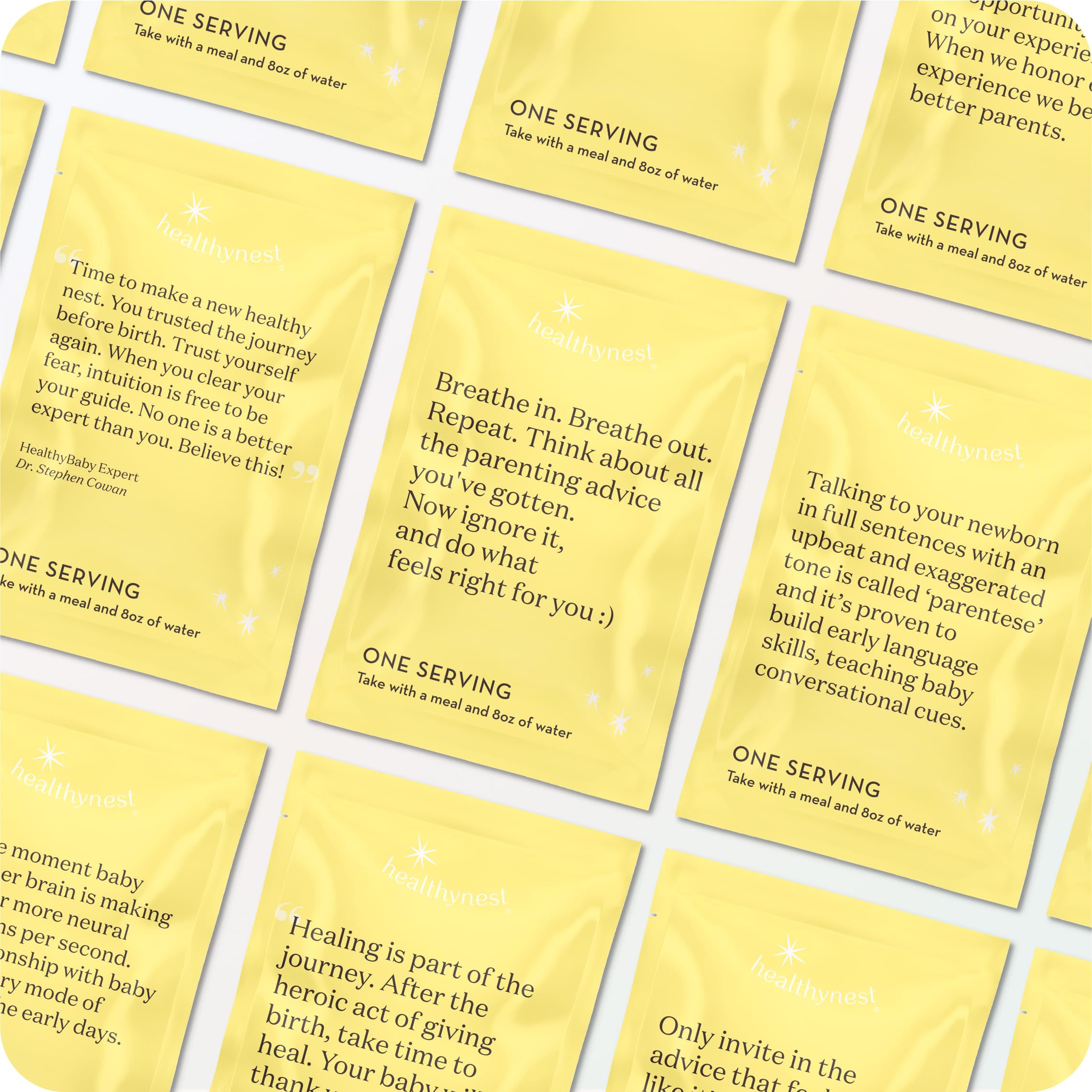 HealthyNest label close up emphasizing non GMO gluten free and testing