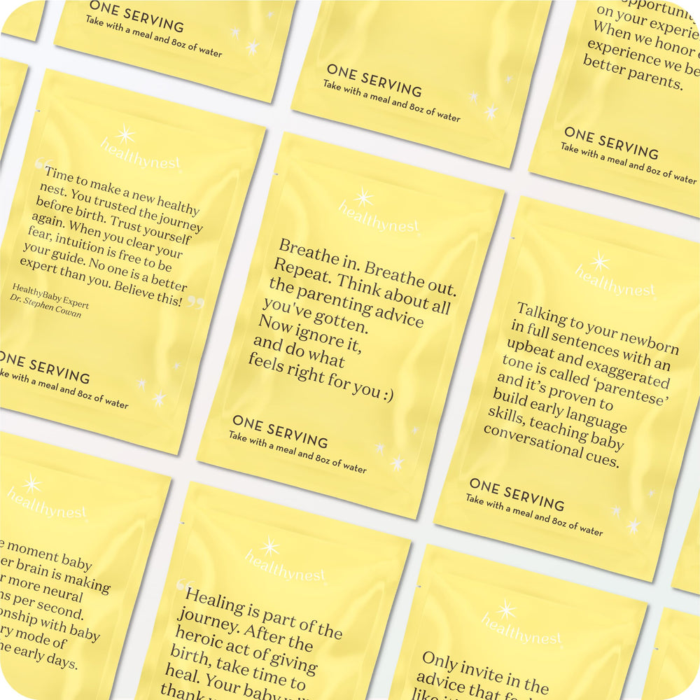 HealthyNest label close up emphasizing non GMO gluten free and testing