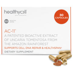 Healthycell AC-11 DNA repair bottle promotes healthy aging.