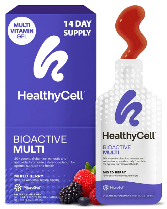 HealthyCell Bioactive Daily Liquid Multivitamin bottle front for easy daily nutrition.