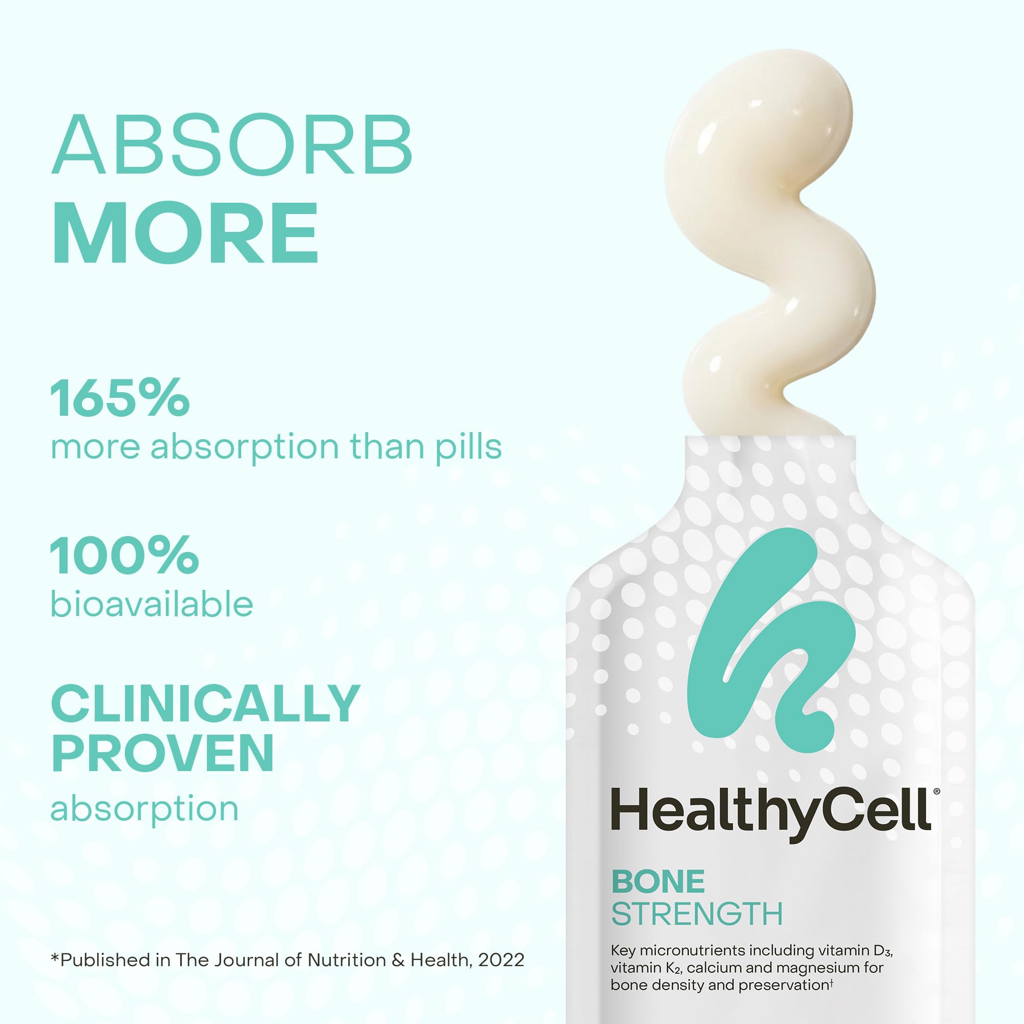 HealthyCell Bone Strength absorption-boost formula with ultra-absorbable nutrients.