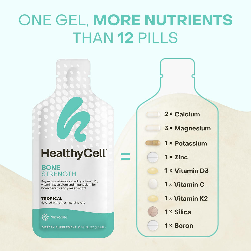 HealthyCell Bone Strength all-in-one formula replaces multiple pills.