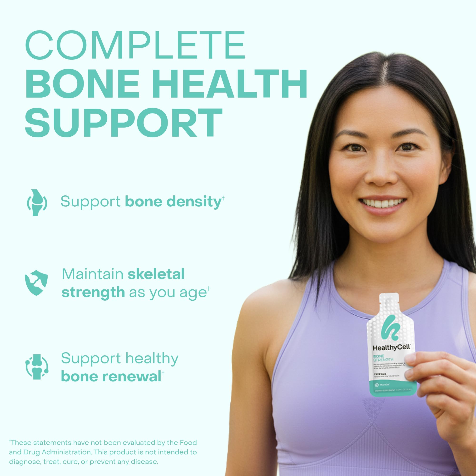 HealthyCell Bone Strength tropical-flavor gel offering a refreshing nutrient boost.