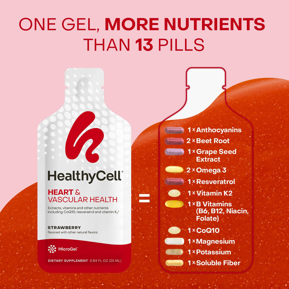 HealthyCell CoQ10 and omega-3 in a compact gel offer convenient support.