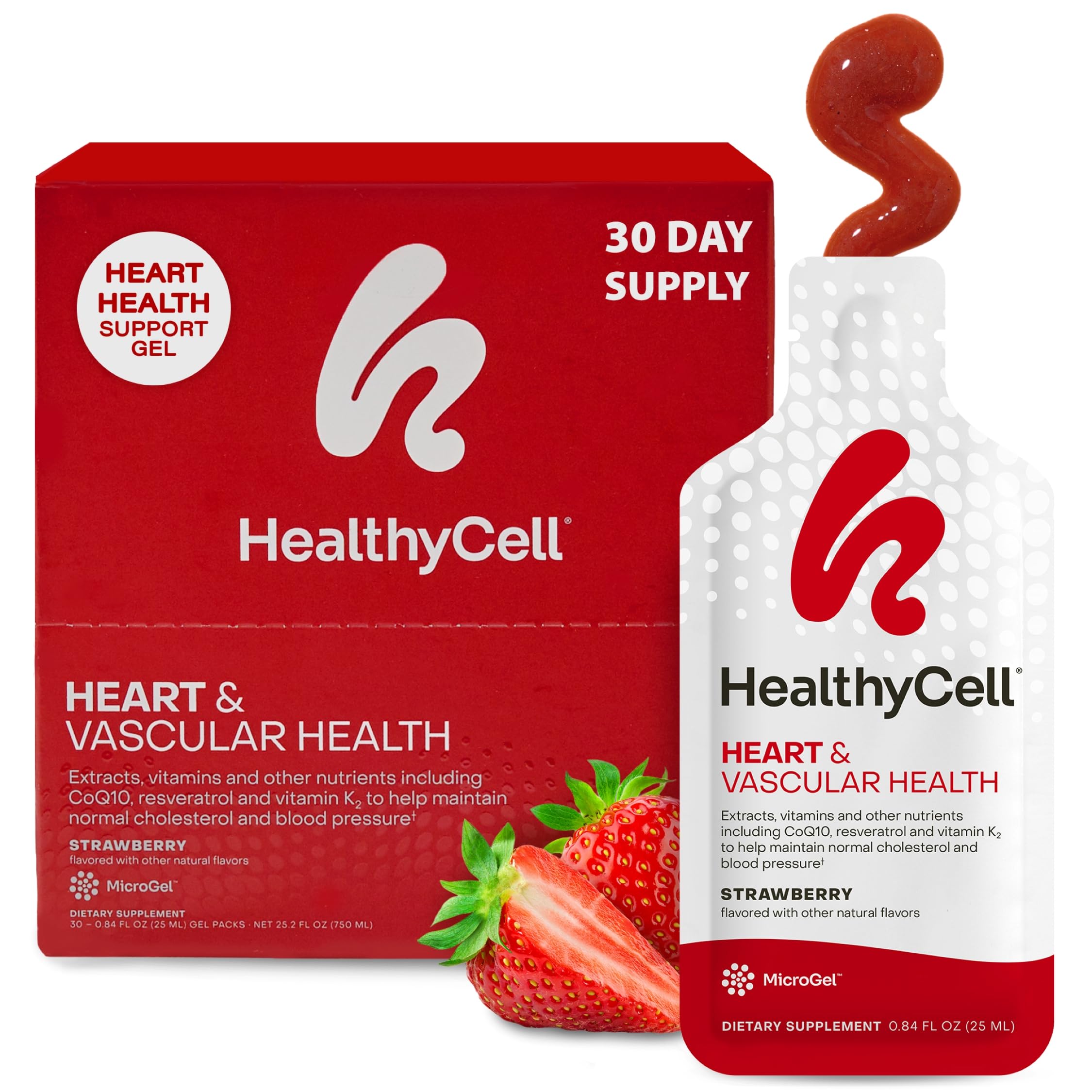HealthyCell Heart & Vascular MicroGel pack ready for daily use supporting cardiovascular wellness.