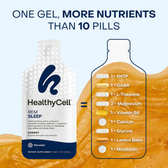 HealthyCell REM Sleep microgel stored in a fridge to preserve flavor and freshness.