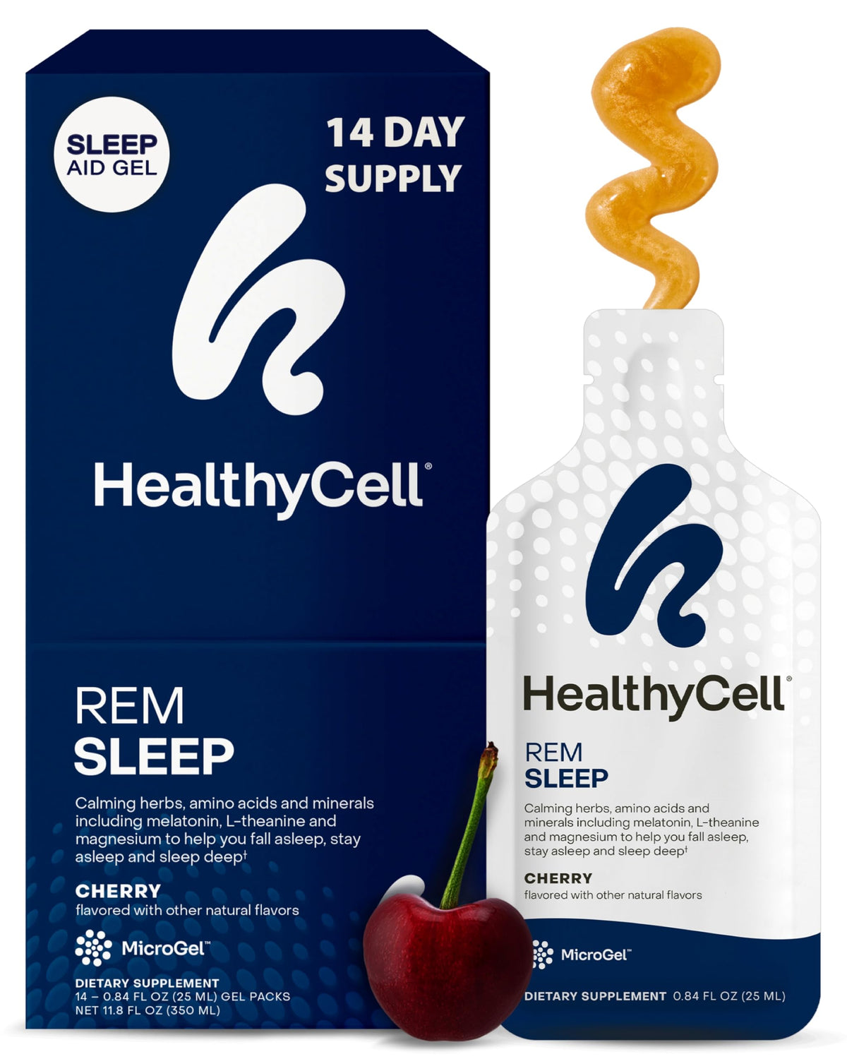Healthycell REM Sleep gel-pack for restful nights with cherry flavor