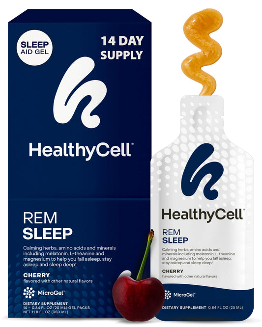 Healthycell REM Sleep gel-pack for restful nights with cherry flavor