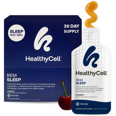 HealthyCell REM Sleep microgel packs ready for use, showcasing convenient single-serve format.