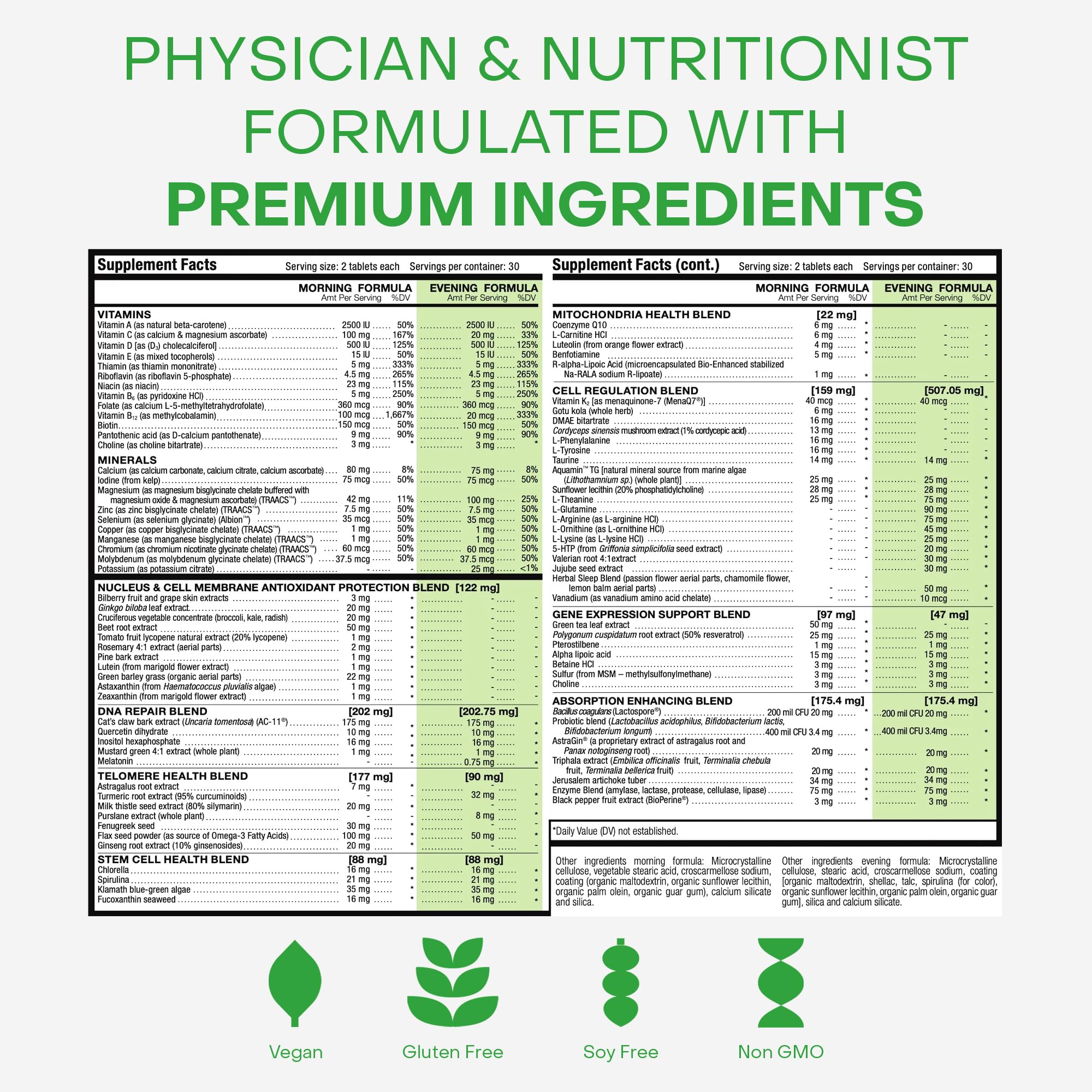 HealthyCell supplement ingredients close-up showcasing 90+ nutrients and phytonutrients.