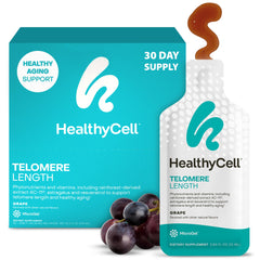 HealthyCell telomere-length supplement packaging for daily cellular health.