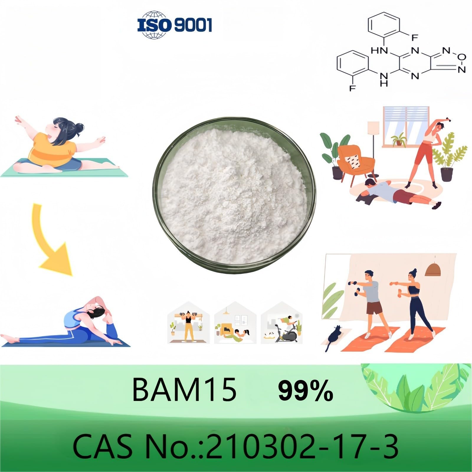HealthyFinds BAM15 powder pour illustrating easy dosing for daily energy exploration