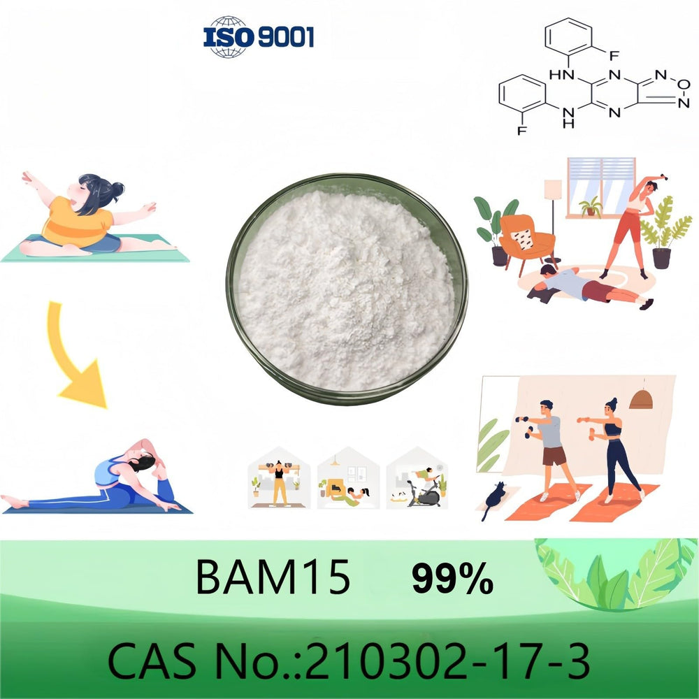 HealthyFinds BAM15 powder pour illustrating easy dosing for daily energy exploration