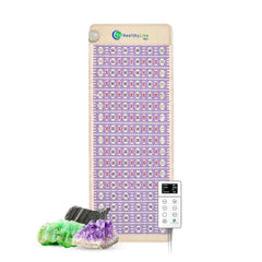 HealthyLine Advanced Infrared Pad with amethyst tourmaline jade gemstones emitting warmth