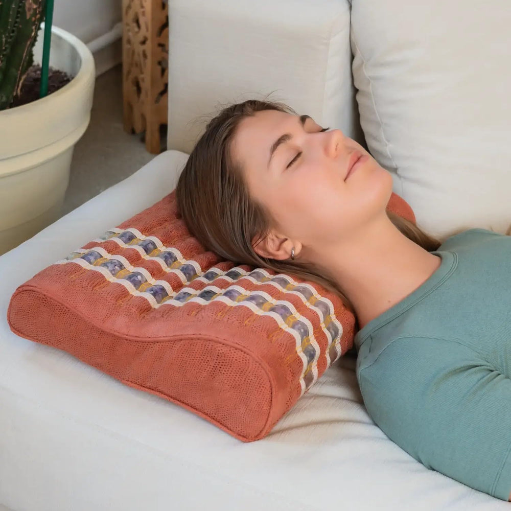 HealthyLine amethyst crystals embedded in pillow for calming aesthetic