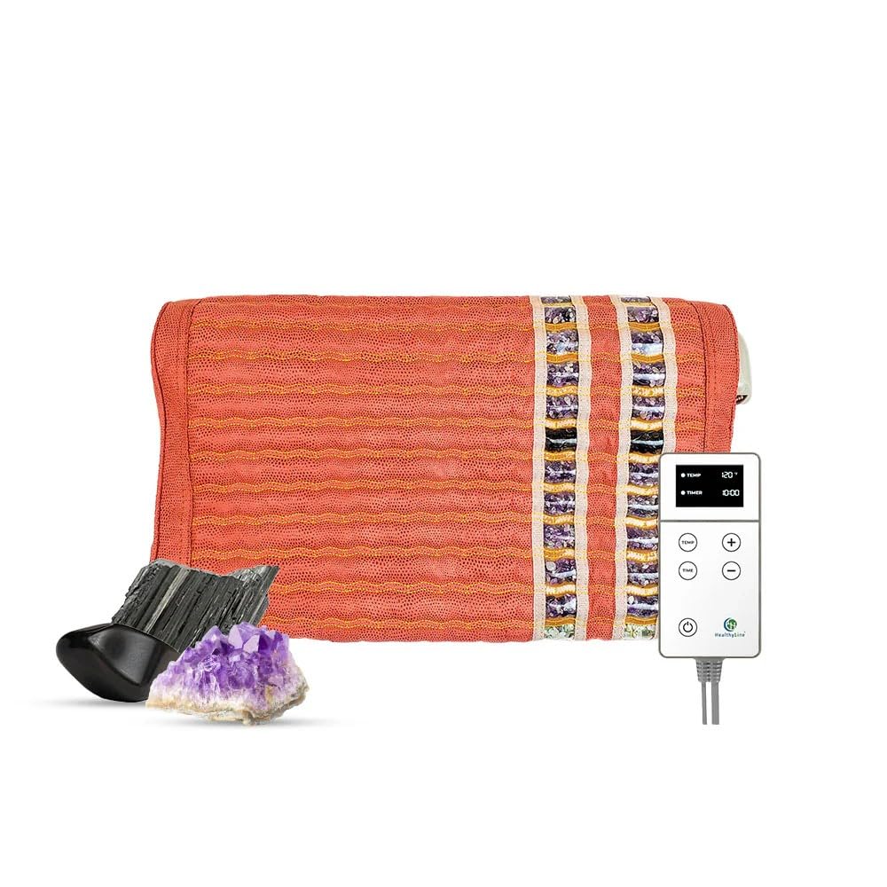 HealthyLine far infrared heated pillow showing neck heat zone for targeted warmth