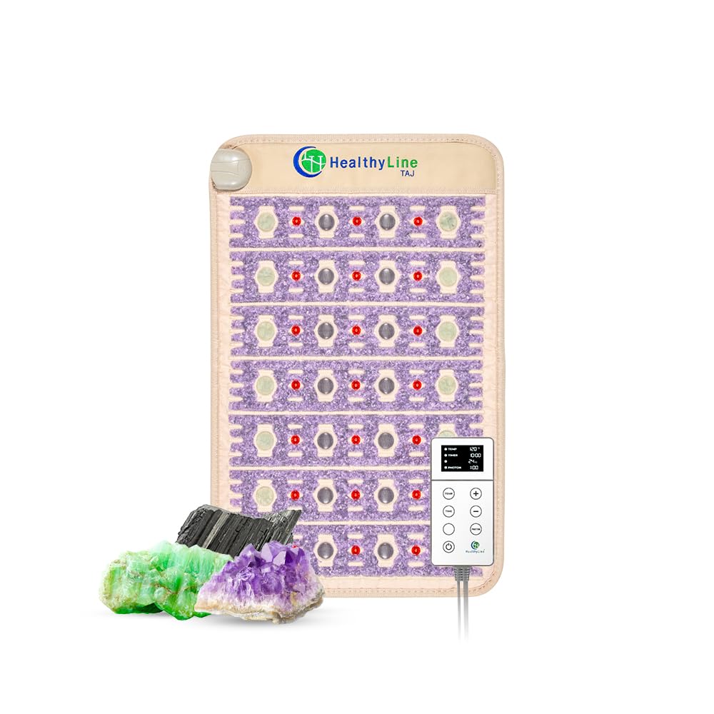 HealthyLine TAJ mat with amethyst stones for deeper infrared warmth and relaxation.
