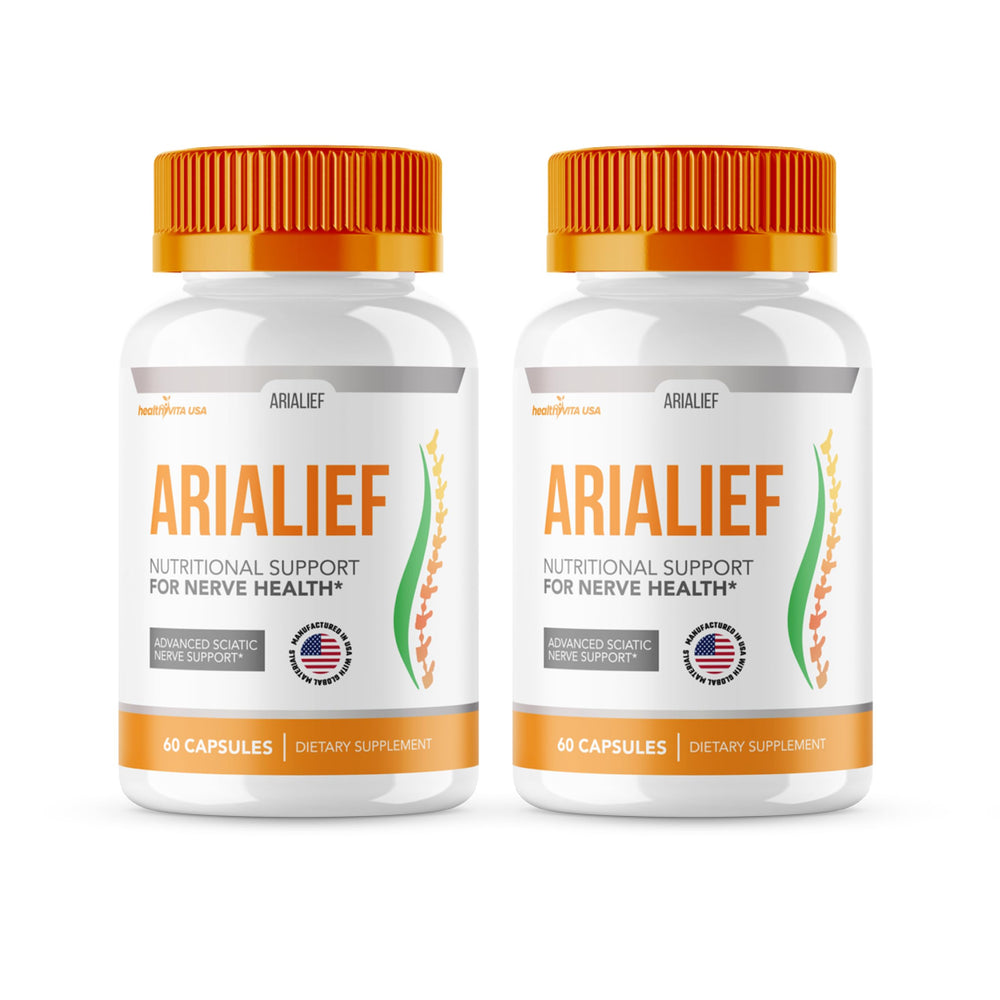 HealthyVita Arialief capsules bottle for daily energy support and overall wellness.