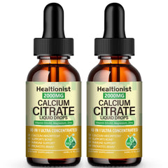 Healtionist calcium citrate liquid drops bottle on counter supporting daily bone health