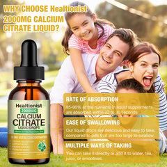 Healtionist calcium citrate liquid drops bottle side view showing product quality