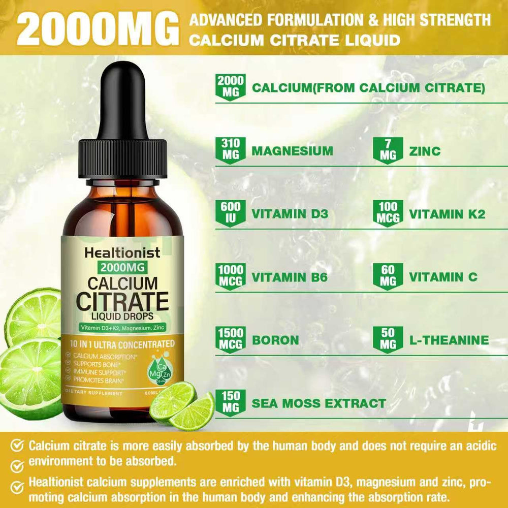 Healtionist calcium citrate liquid drops dropper in use for precise measuring