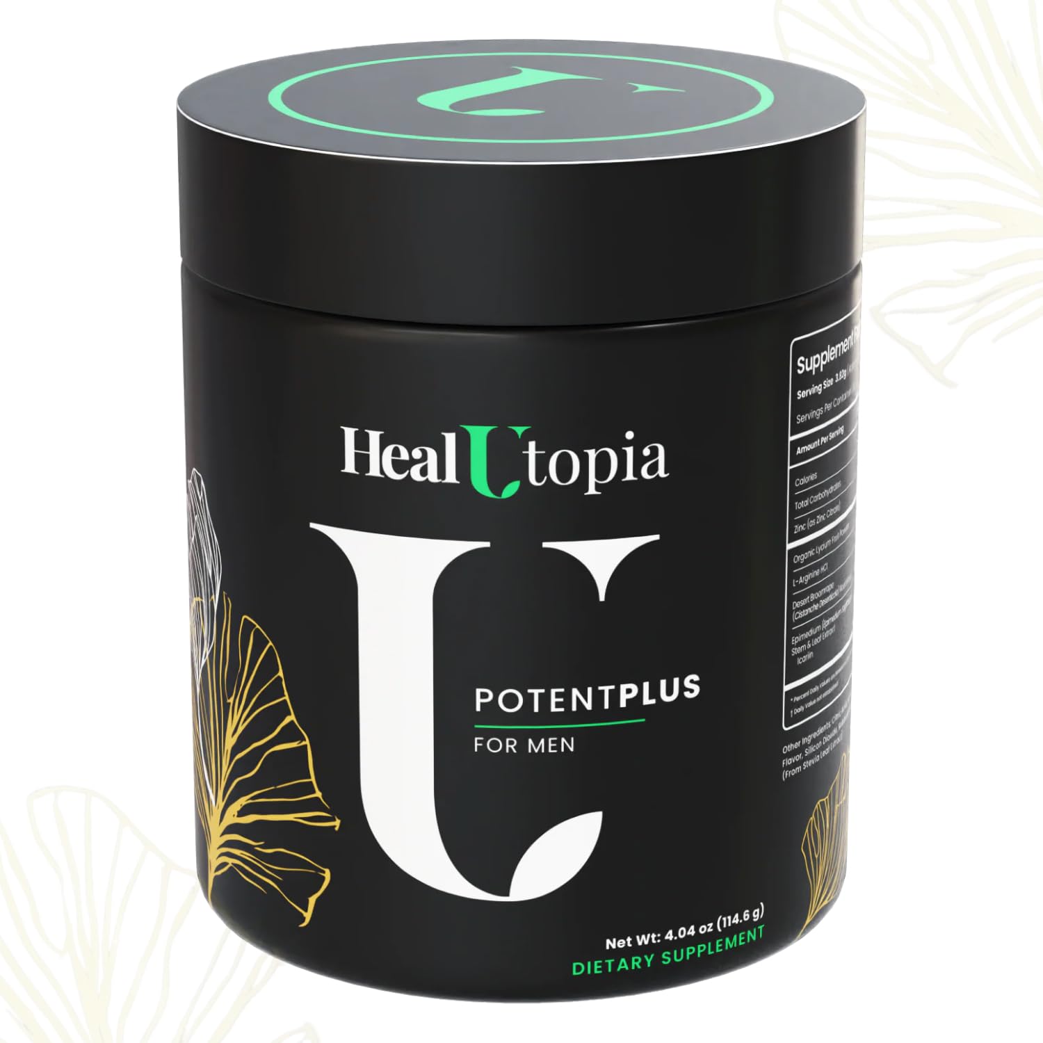 HealUtopia PotentPlus bottle front view for daily stamina and clean energy support.