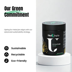 HealUtopia PotentPlus USA-made facility badge emphasizing quality and safety.
