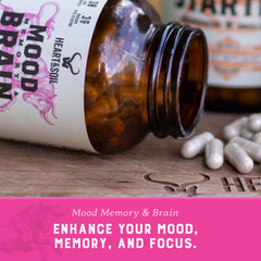 Heart & Soil brain-boosting organs blend bottle suggesting mood support