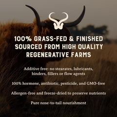 Heart & Soil bottle back label highlights grass-fed organ ingredients and nutrients
