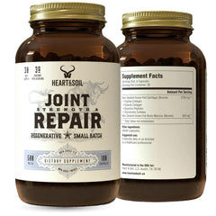 Heart & Soil bottle showing joint support capsules for mobility benefits