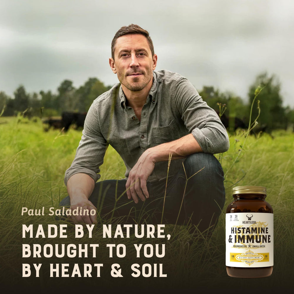 HEART & SOIL DHA/EPA-rich capsules highlight omega-3 nutrients for general wellness.