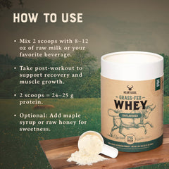 Glass of shake with Heart & Soil whey for post-workout recovery.
