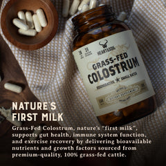 Heart & Soil daily-dosage guide illustrates 6 capsules for daily intake.