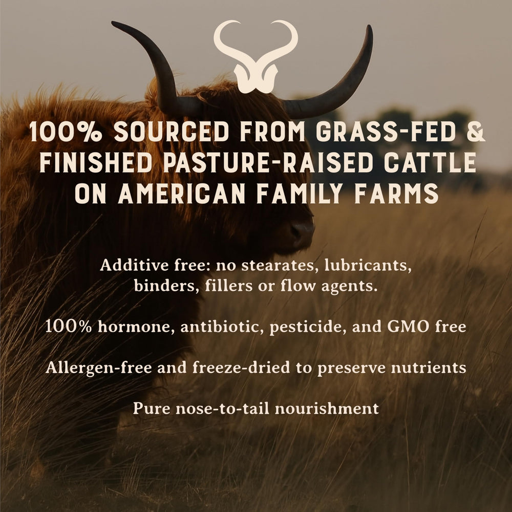 Close-up of Heart and Soil grass-fed liver capsules showing quality