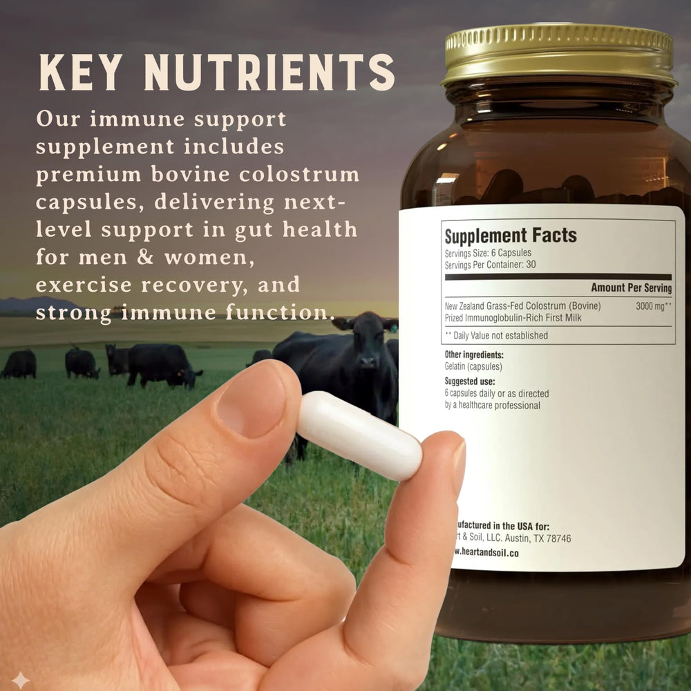 Heart & Soil immunity-support icon hints at enhanced immune wellness potential.