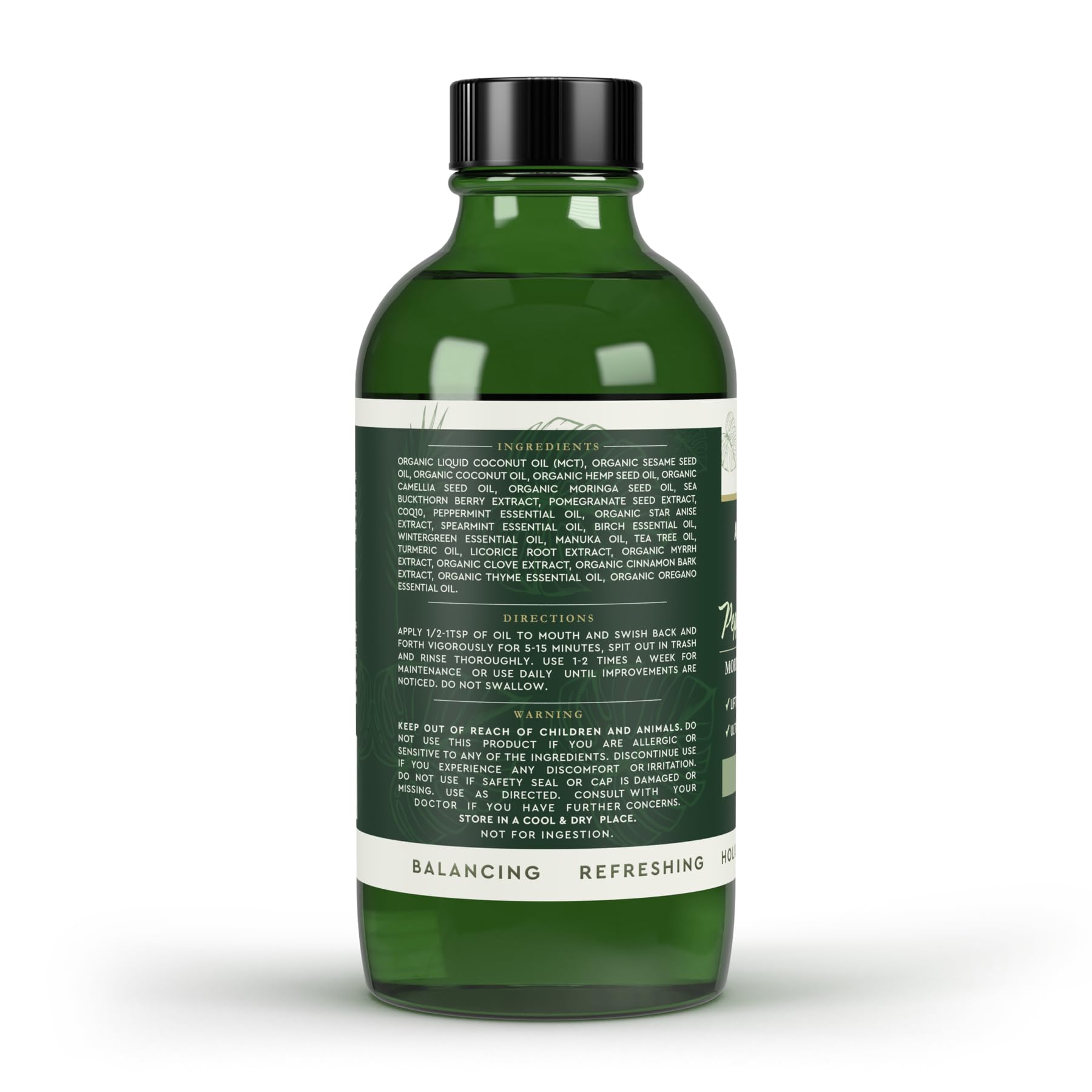 Heart Tone Botanicals natural, fluoride-free formula bottle supports daily holistic mouth care.