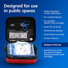 Open HeartStart carry case showing compact internal layout for fast response