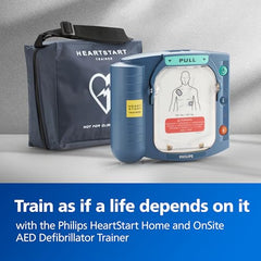 HeartStart trainer infant/child pads demonstration for pediatric CPR.