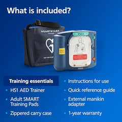 HeartStart trainer scenarios display highlighting eight realistic coaching prompts.